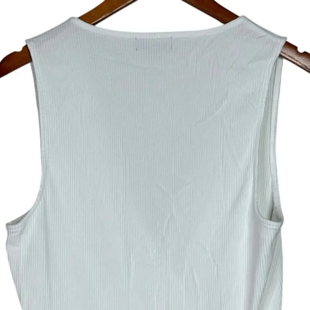 J. Crew Sleeveless Ruched Wrap Stretch Tank Top Vintage Soft Ribbed XL White